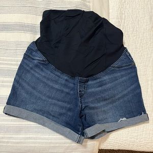 Maternity midi blue jean shorts, medium